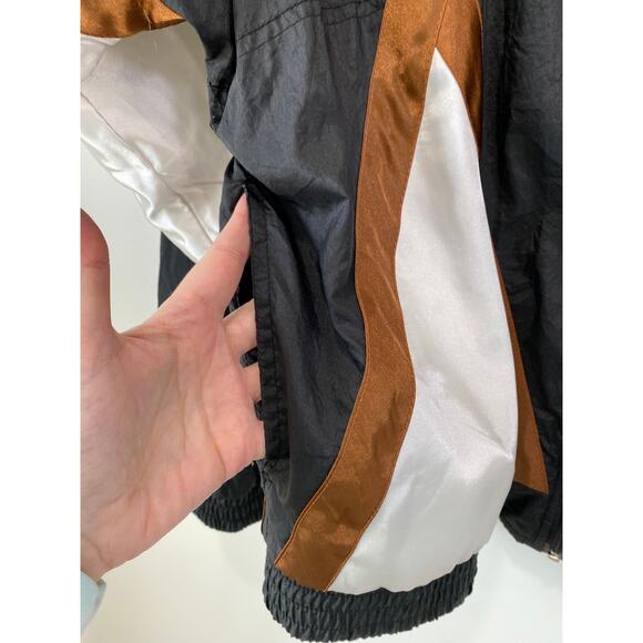 VTG Chaver Windbreaker Bomber Track Jacket Unisex Sz L 80s 90s Satin Colorblock - Picture 2 of 9